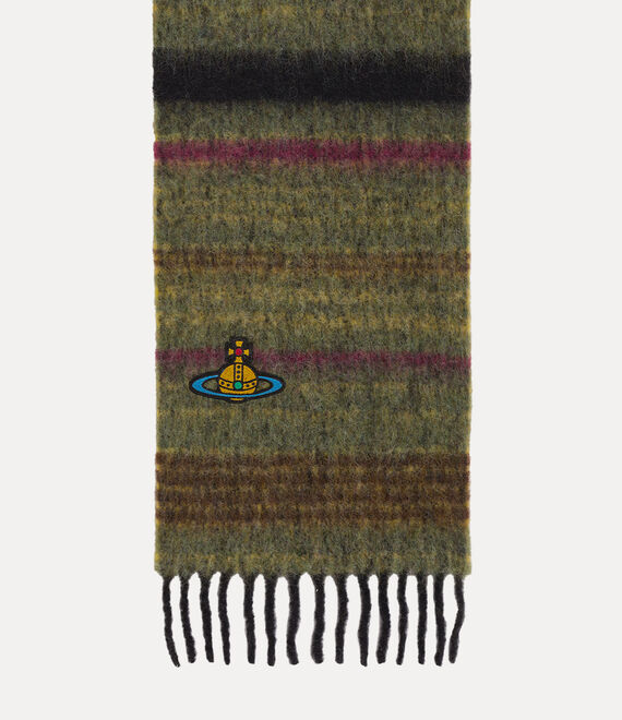 Vivienne Westwood 30x200 Chunky Multi Stripe Scarf in GREEN